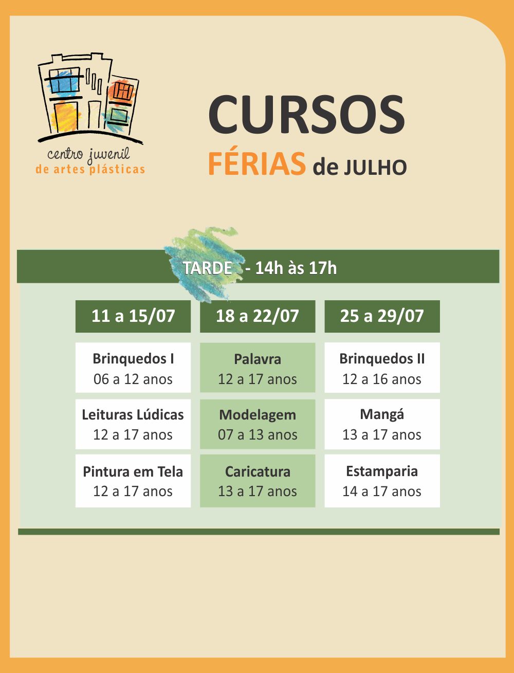 Centro Juvenil de Artes Plásticas promove oficina de férias 