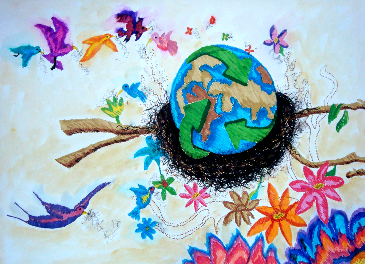 A partir da reflexão dos alunos sobre o tema, foram produzidas as obras que, por meio de figuras, linhas e cores, retratam uma realidade diferente da atual, apresentando um universo de harmonia e paz.