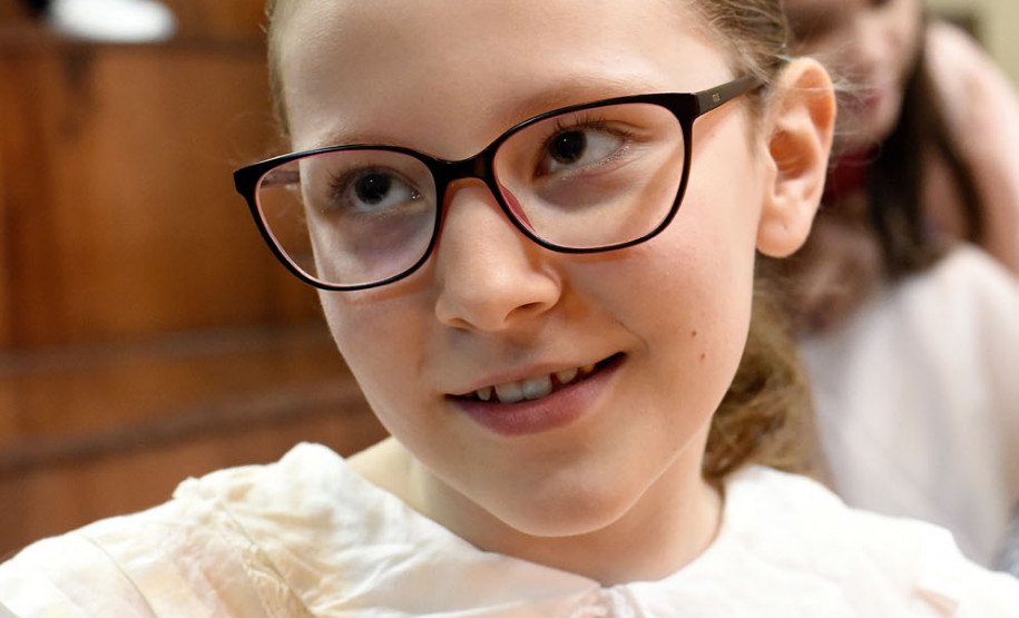 Roberta Pegoretto, de 10 anos, interpretou a esposa de Andersen, Ana Oliveira.