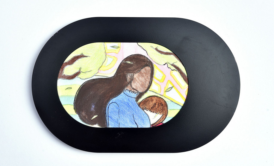 Obras dos alunos do curso de Desenho do CJAP inspirados no trabalho da artista Ivana Lima.